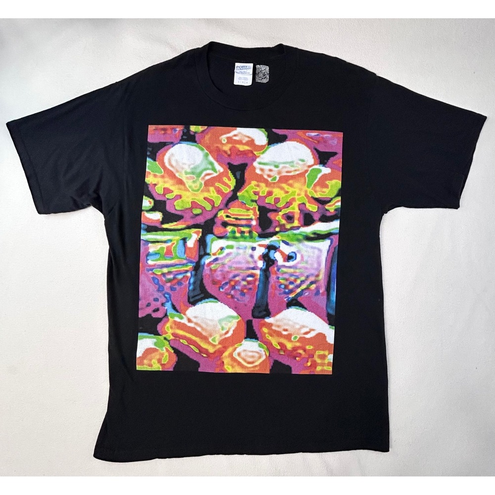 "Anti-Facial Recognition" Black Abstract Thermal Graphic Print T-Shirt Mens LRG